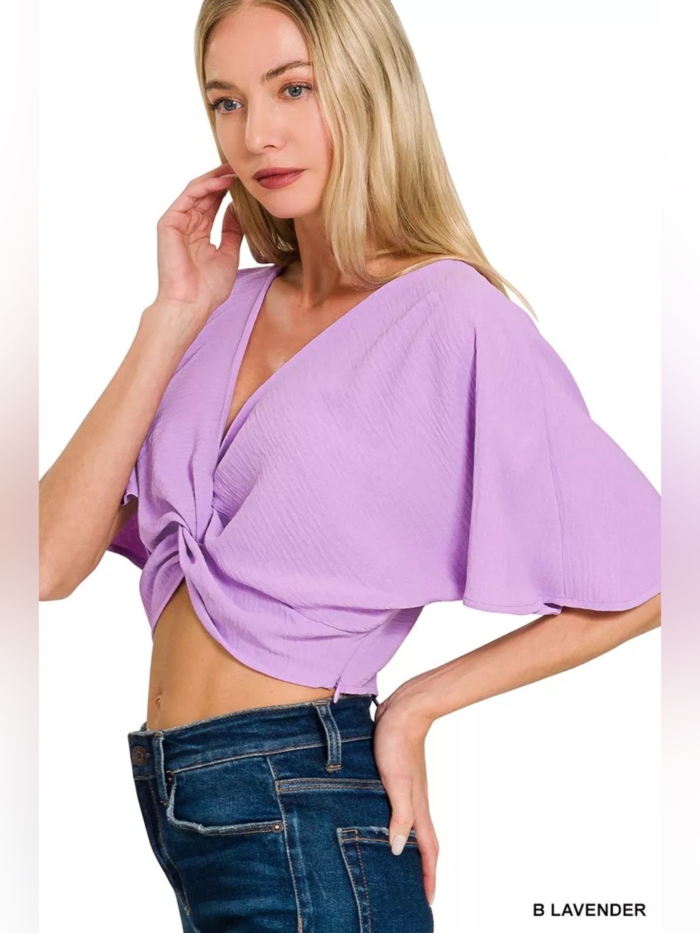 Zenana Woven Airflow Twisted Top & Wide Leg Pants Set - Picture 16 of 16